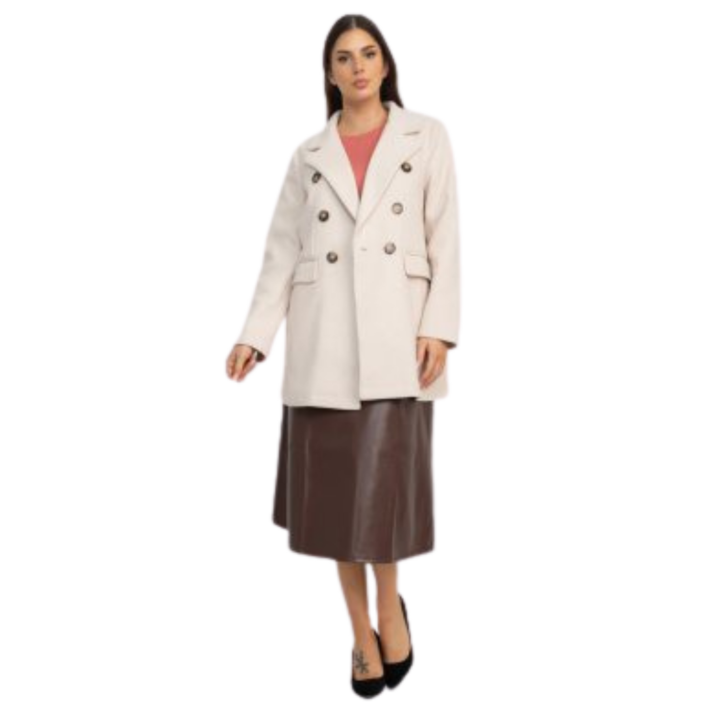 Haute Monde Woven Pea Coat Oatmeal (S-L)