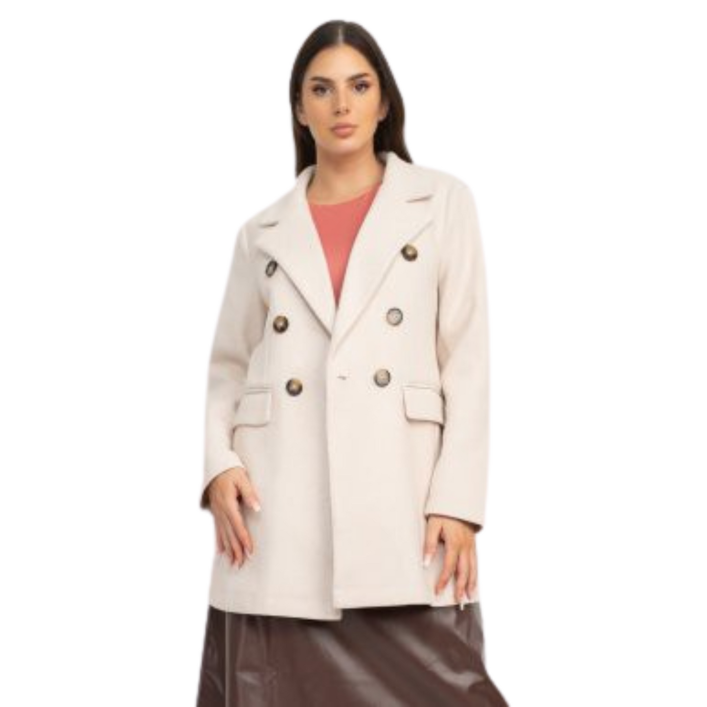 Haute Monde Woven Pea Coat Oatmeal (S-L)