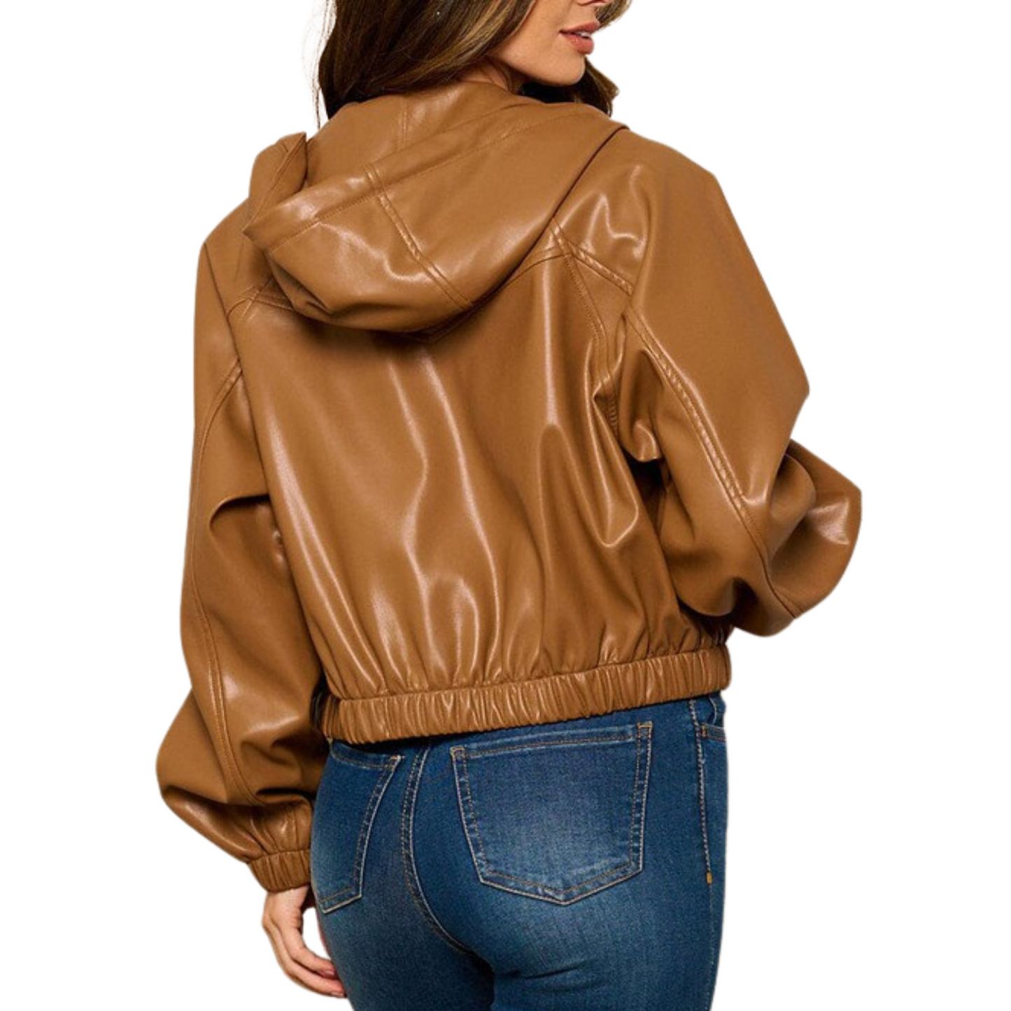 Promesa Pleather Hoodie Jacket Taupe (S-L)