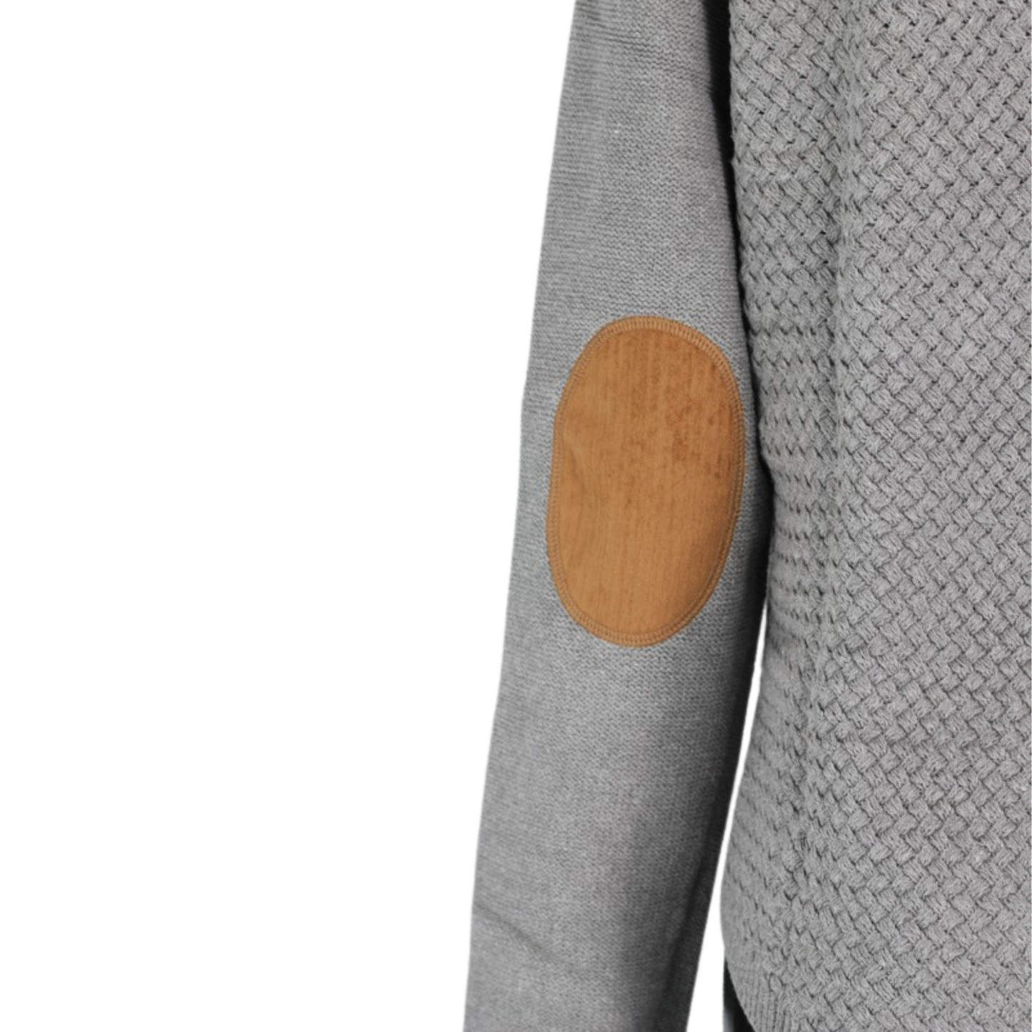 Dalia Knit Sweater W/ Suede Elbows (Gray & Ivory S-L)
