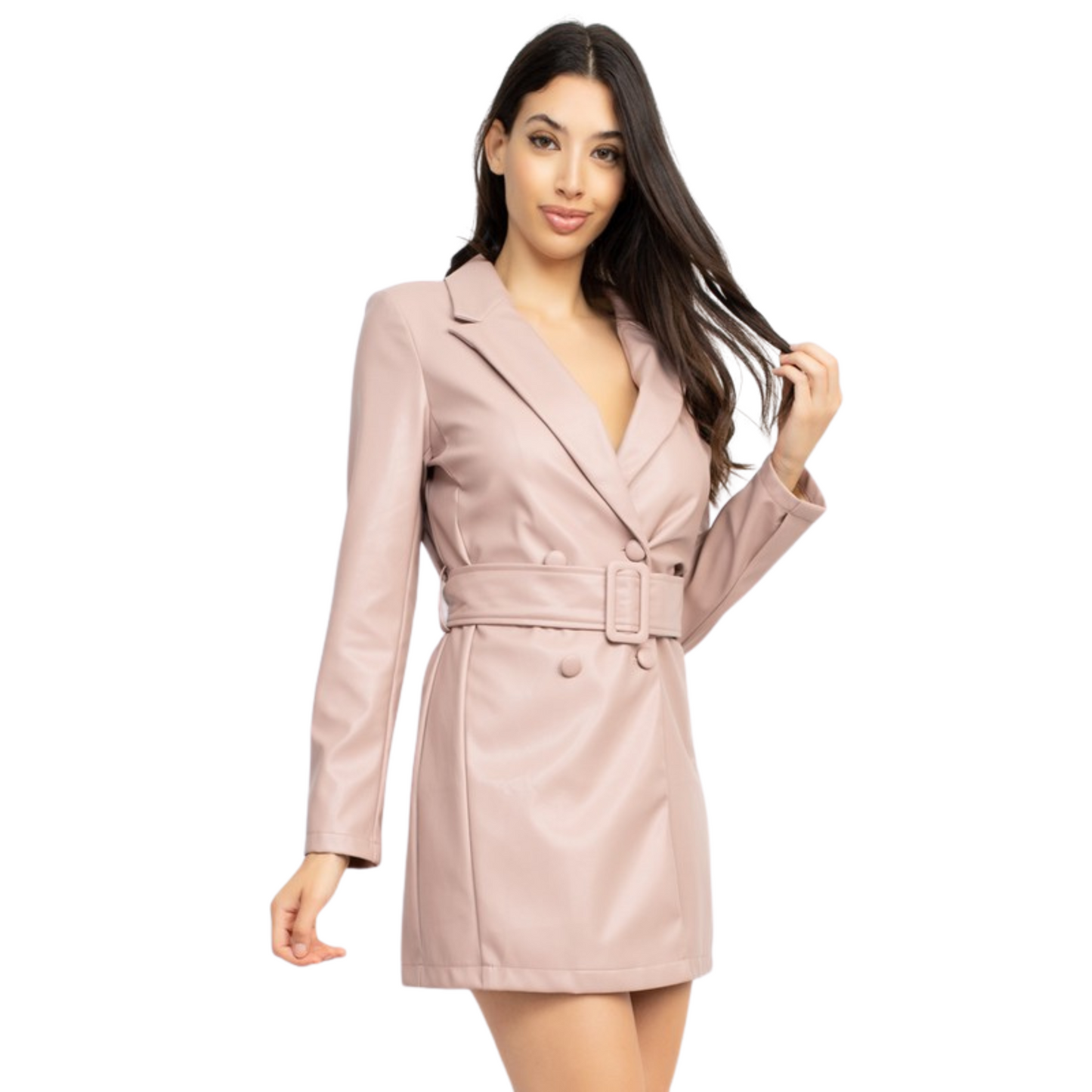 Story On Pleather Trench Coat Jacket Plum or Light Mauve (S-L)
