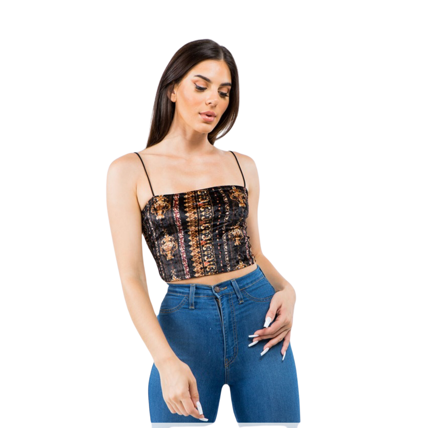 Suede Printed Crop Top (Available in two different prints )