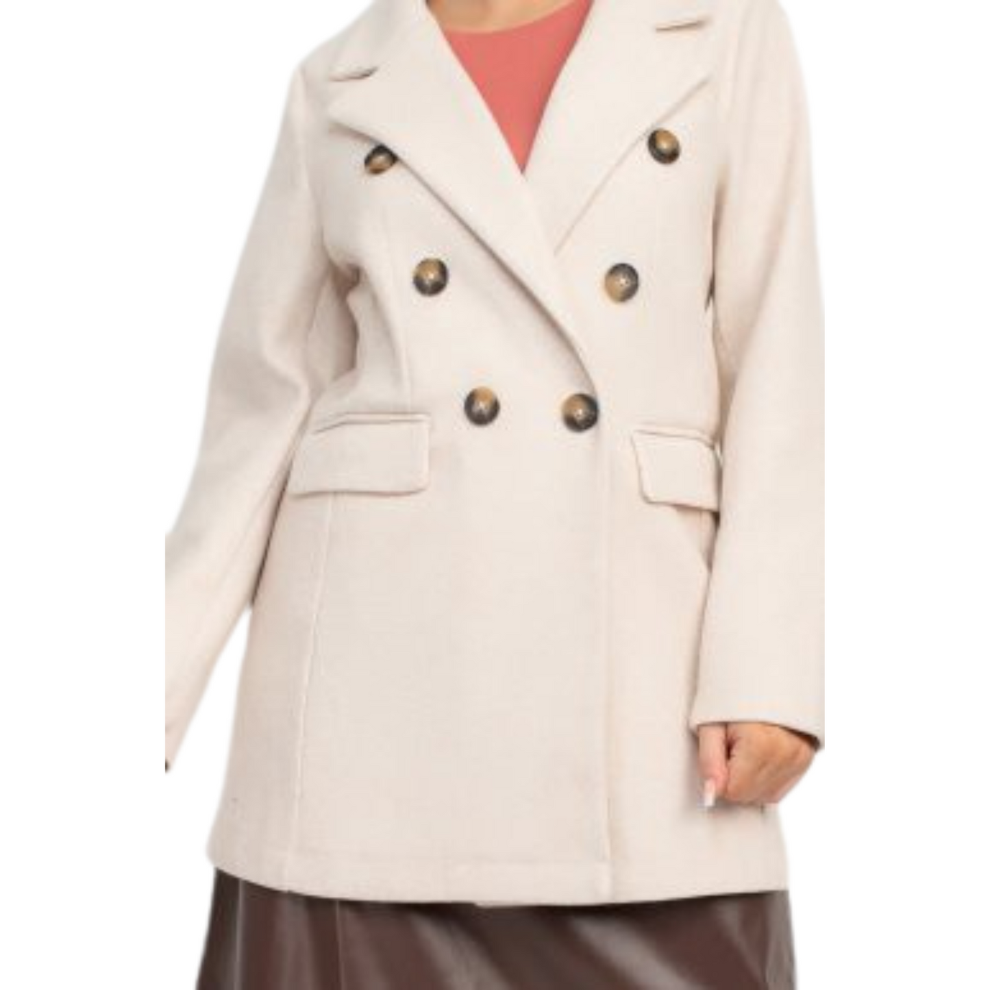Haute Monde Woven Pea Coat Oatmeal (S-L)