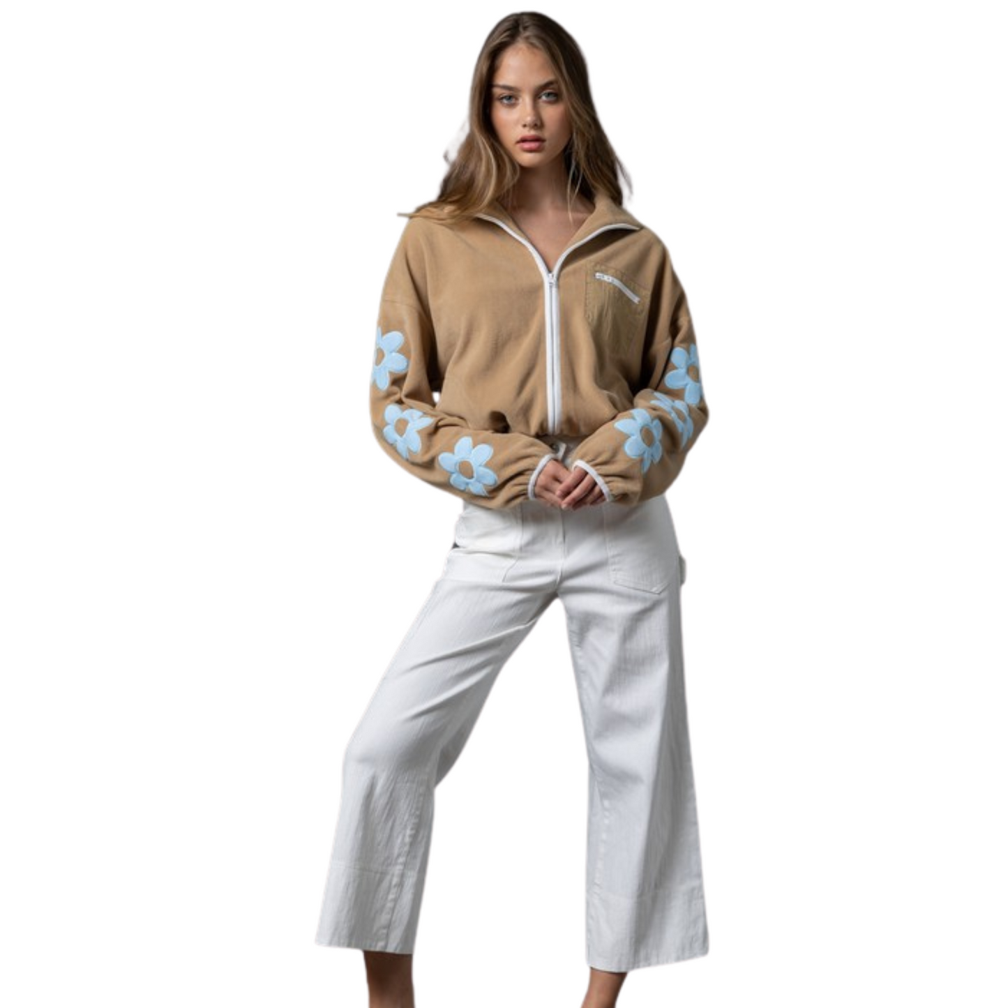 Paper Moon Daisy Patch Zip Hoodie (S-L)