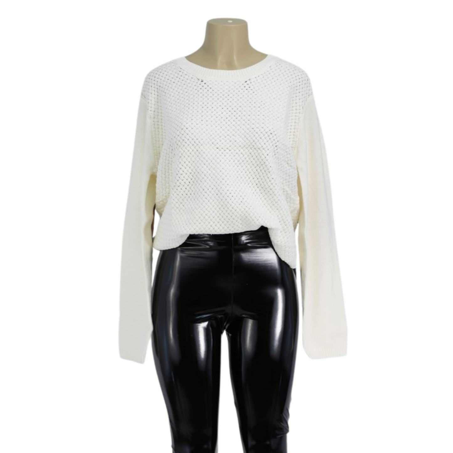 Dalia Knit Sweater W/ Suede Elbows (Gray & Ivory S-L)
