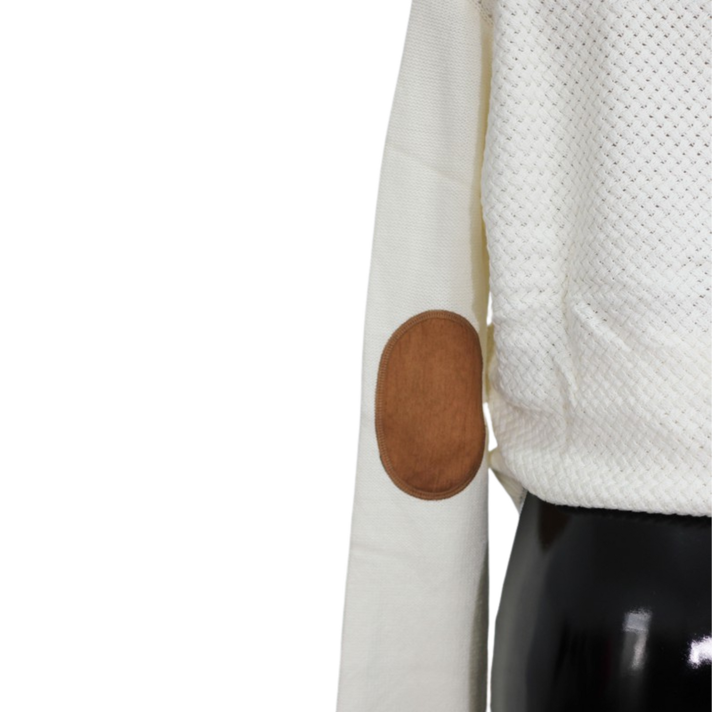 Dalia Knit Sweater W/ Suede Elbows (Gray & Ivory S-L)