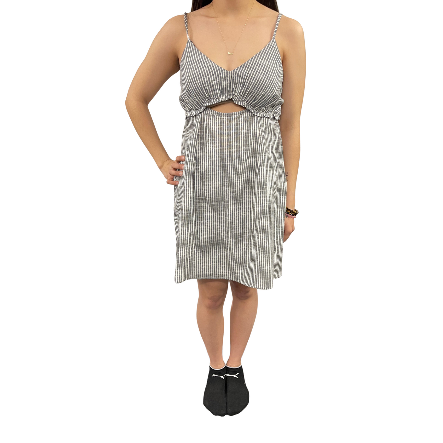 Speechless Stripped Mini Dress W/ Cut Out (XS-XL)