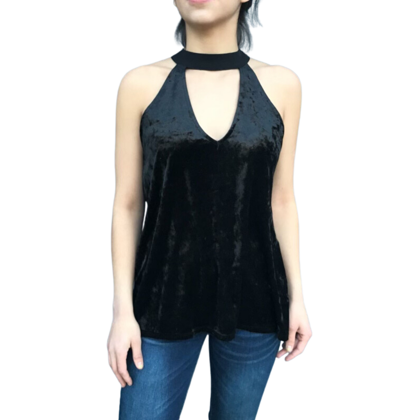 Eyeshadow Black V-neck Top (S-XL)