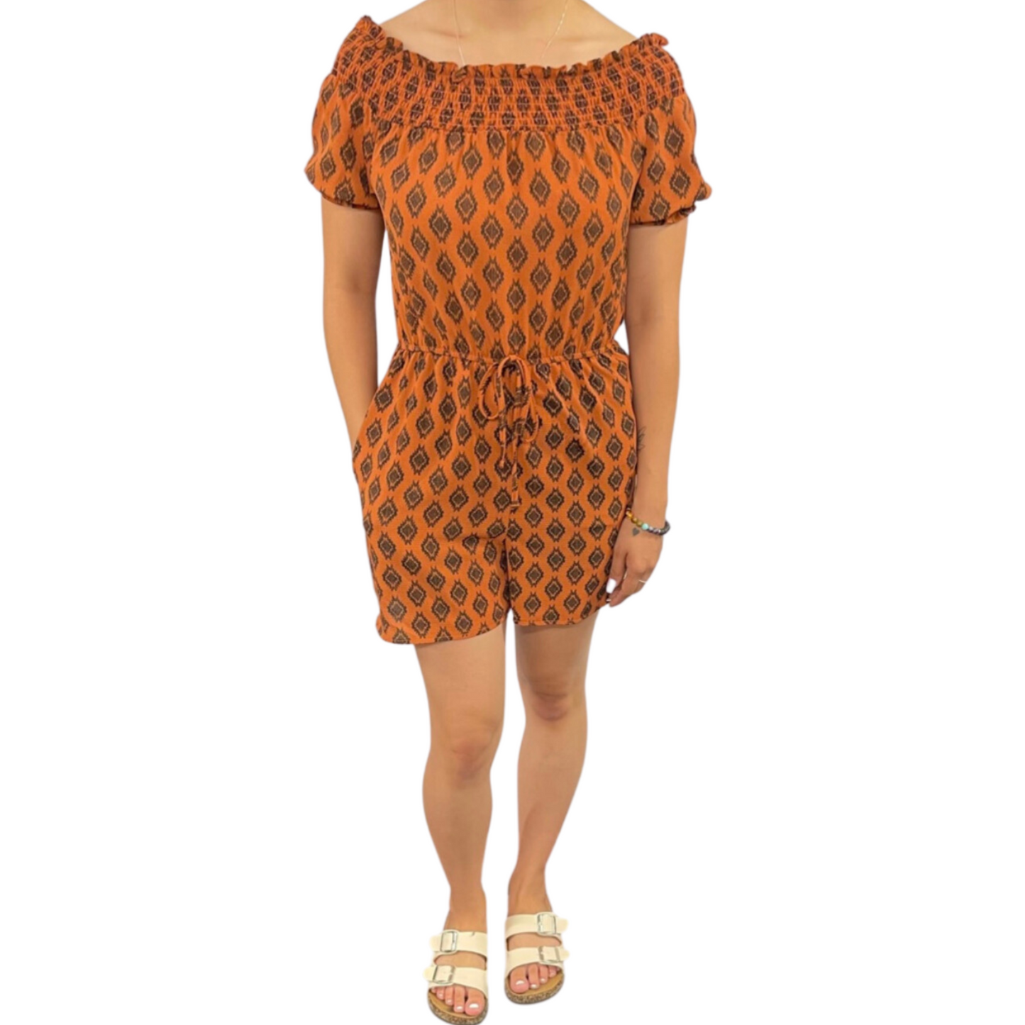 Speechless Tribal Off Shoulder Romper (XS-XL)