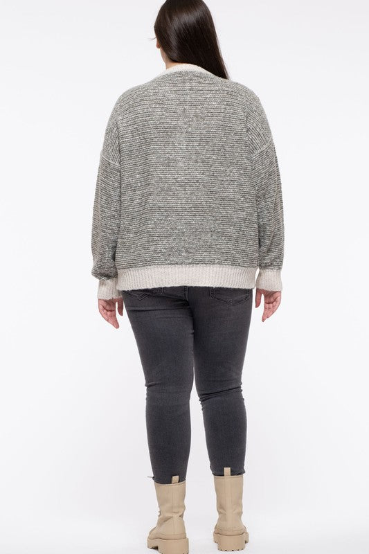 Blu Pepper Plus Size Knit Crew Neck Sweater (Taupe or Olive 1XL-3XL)