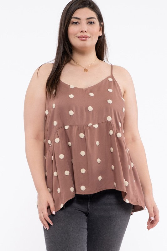 Blu Pepper Plus Size Polka Dot Tank Top Brown (1XL-3XL)