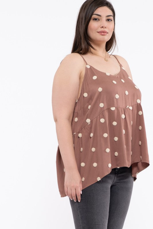 Blu Pepper Plus Size Polka Dot Tank Top Brown (1XL-3XL)
