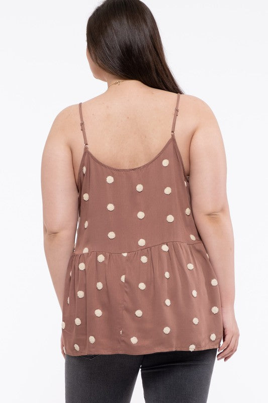Blu Pepper Plus Size Polka Dot Tank Top Brown (1XL-3XL)