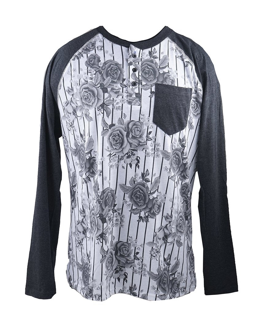Beans & Bones Floral Henley Long Sleeve (S-XL)