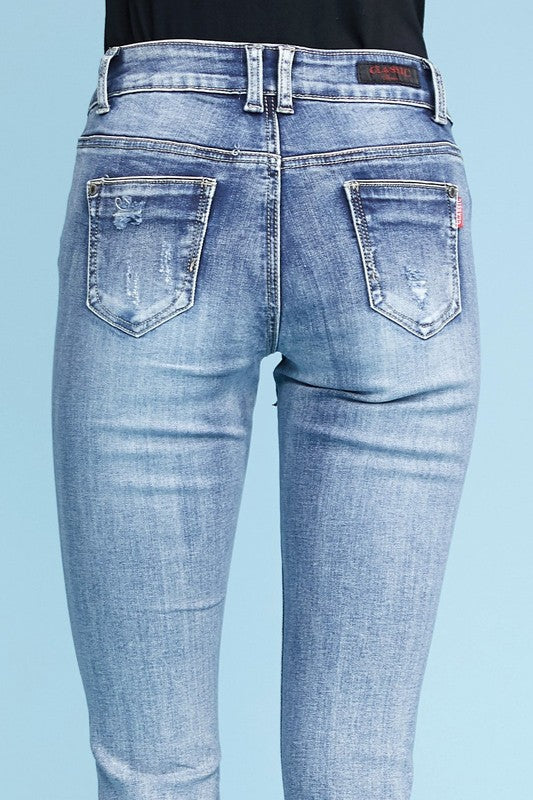 The Classic Denim Distressed Straight Leg Jean (1-15)