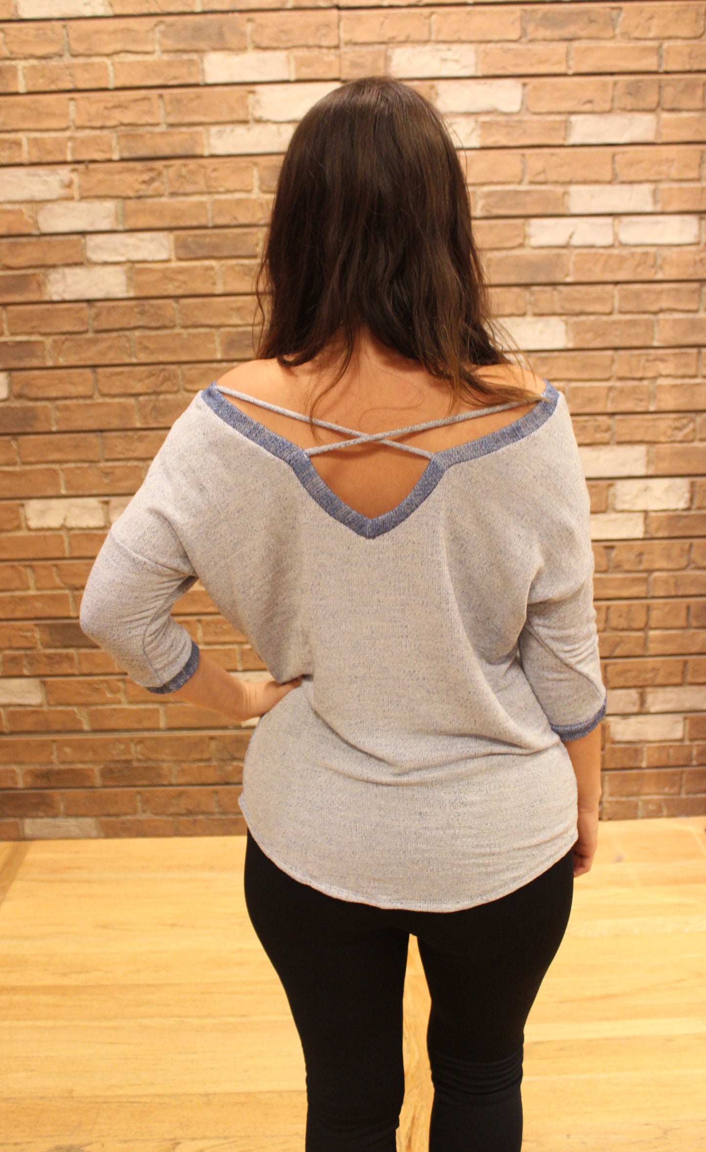 Blu Pepper Knit Top W/ Cross Straps (S-L)