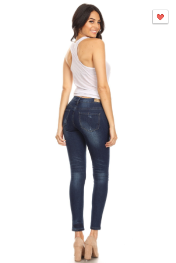 Denim Couture Classic Skinny Jeans Dark Distressed Denim (0-15)
