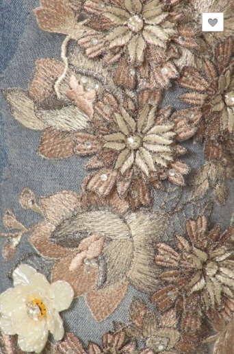 Denim Couture Classic Skinny Jeans W/ Floral Embellishments (0-15)