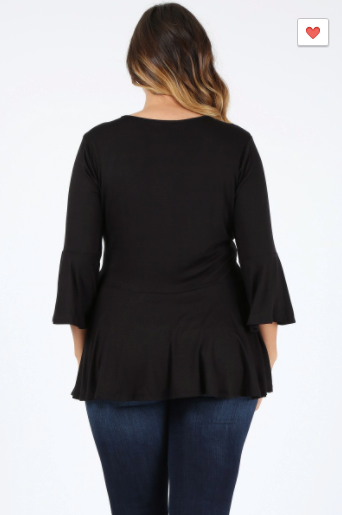 Sweet Lindsey Plus Peasant Style Top W/ Bell Sleeves (1XL-3XL)