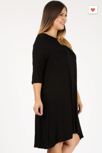 Sweet Lindsey Plus Tunic Dress (Black or Maroon 1XL-3XL)