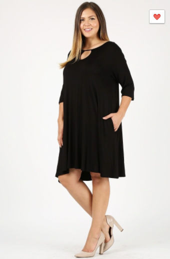 Sweet Lindsey Plus Tunic Dress (Black or Maroon 1XL-3XL)