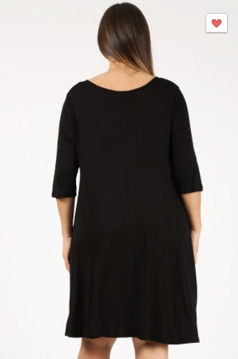 Sweet Lindsey Plus Tunic Dress (Black or Maroon 1XL-3XL)