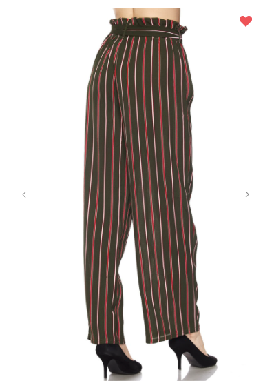 New Mix Soft Pants W/ Vertical Stripes (Olive/Red S-L)