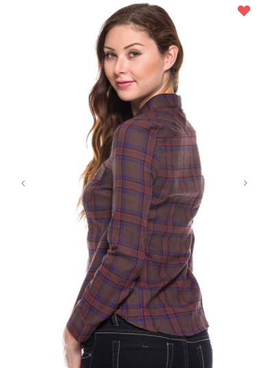 Ambiance Plaid Button Down Mocha (S-L)