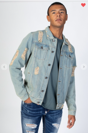 KDNK Distressed Denim Jacket (Medium Vintage Wash S-XL)