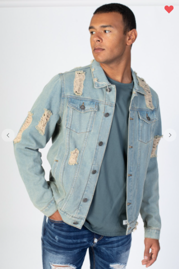 KDNK Distressed Denim Jacket (Medium Vintage Wash S-XL)