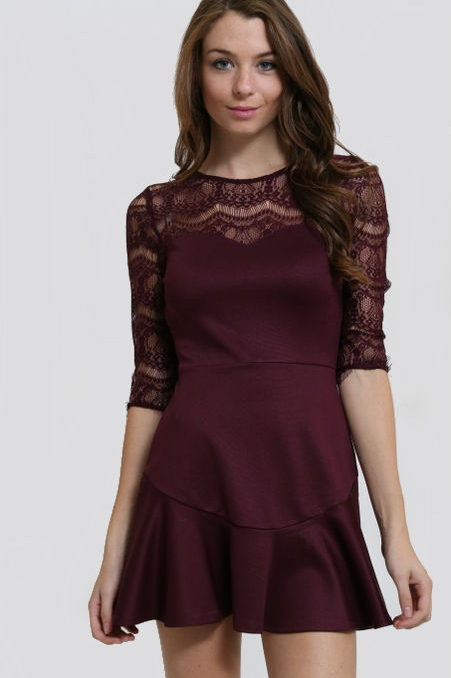 lace burgundy dress short SELF PORTRAIT | Burgundy Floral Lace Mini Dress | Women