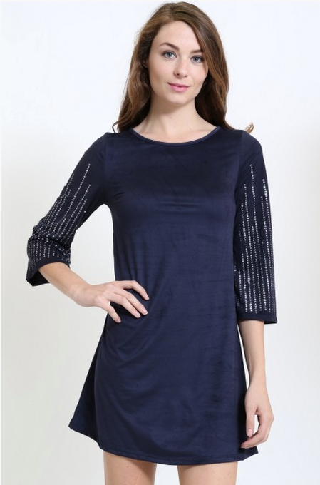 SAGA Embellished Long Sleeve Velvet Dress (S-L)