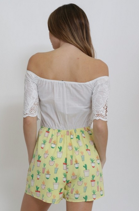 Cals Lace Cactus Romper (Pink or Yellow S-L)