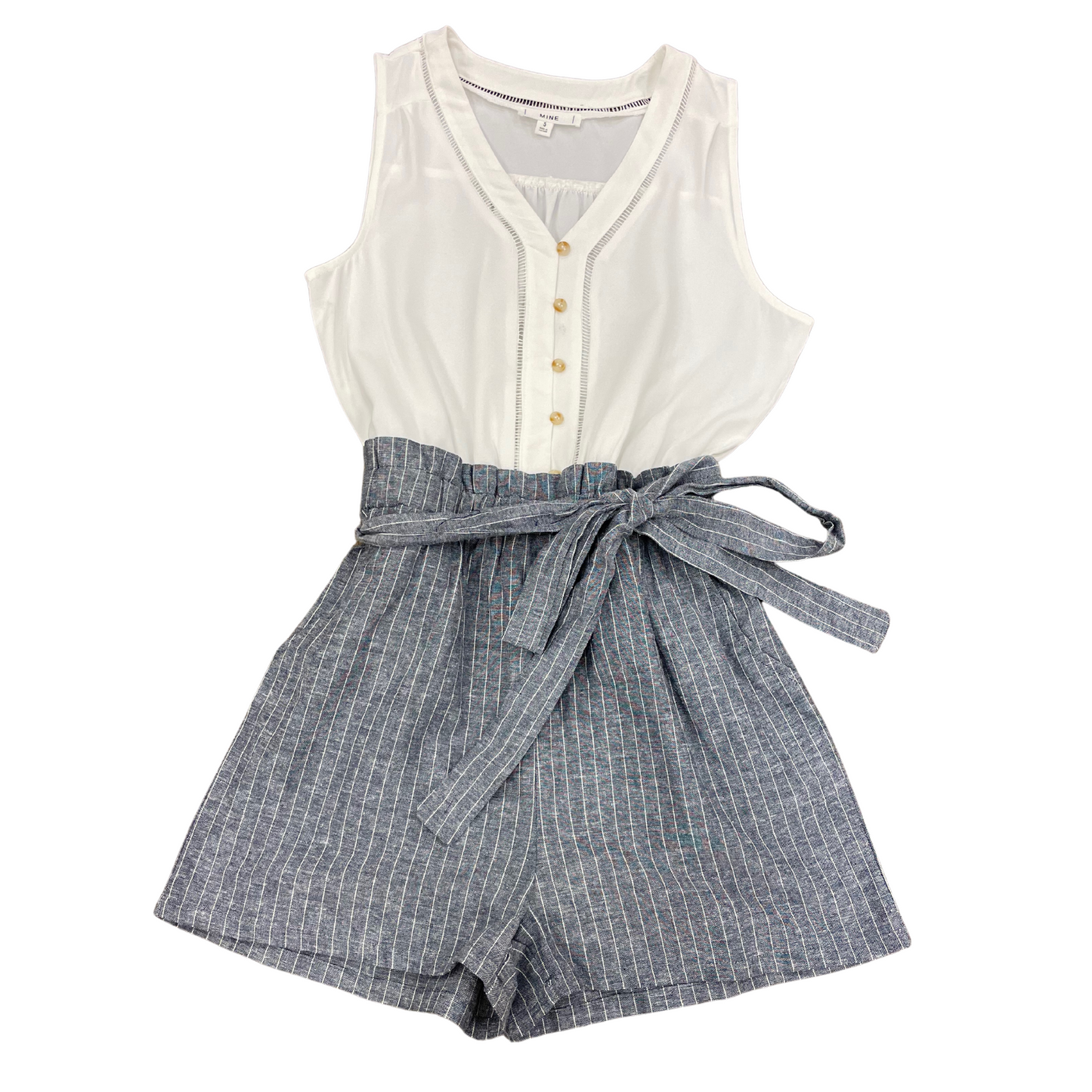 Mine Pinstripe Romper (Olive or Navy S-L)