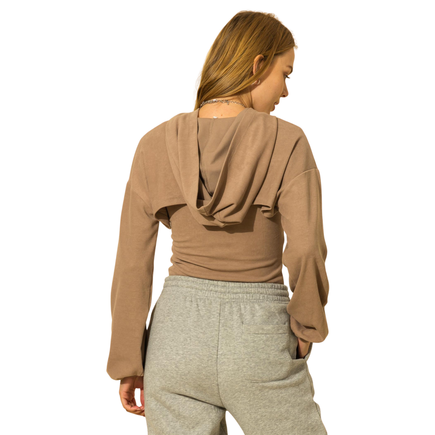 Hyfve Crop Hoodie Set Charcoal or Taupe (S-L)