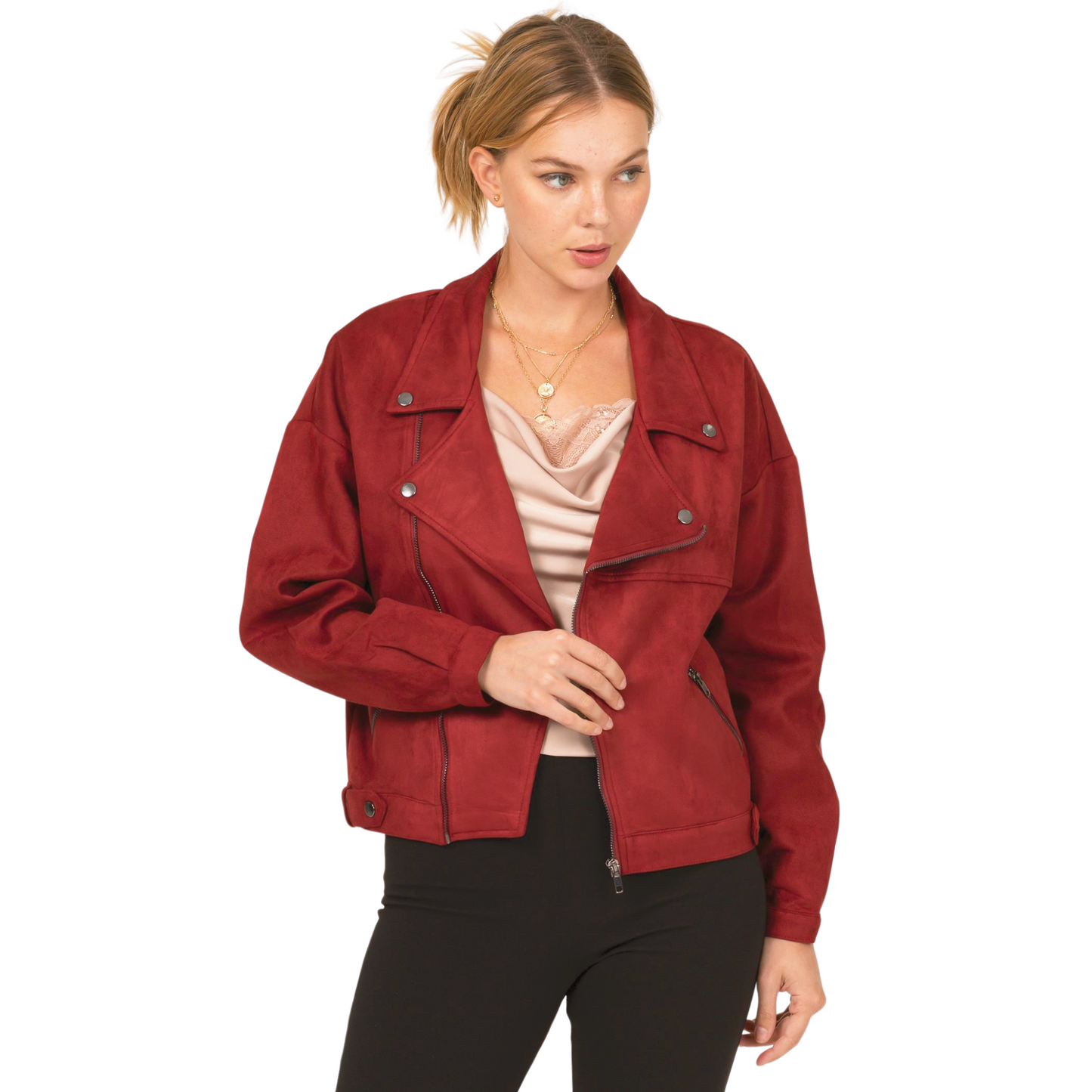 Hyfve Suede Motto Jacket Maroon or Black (XS-L)