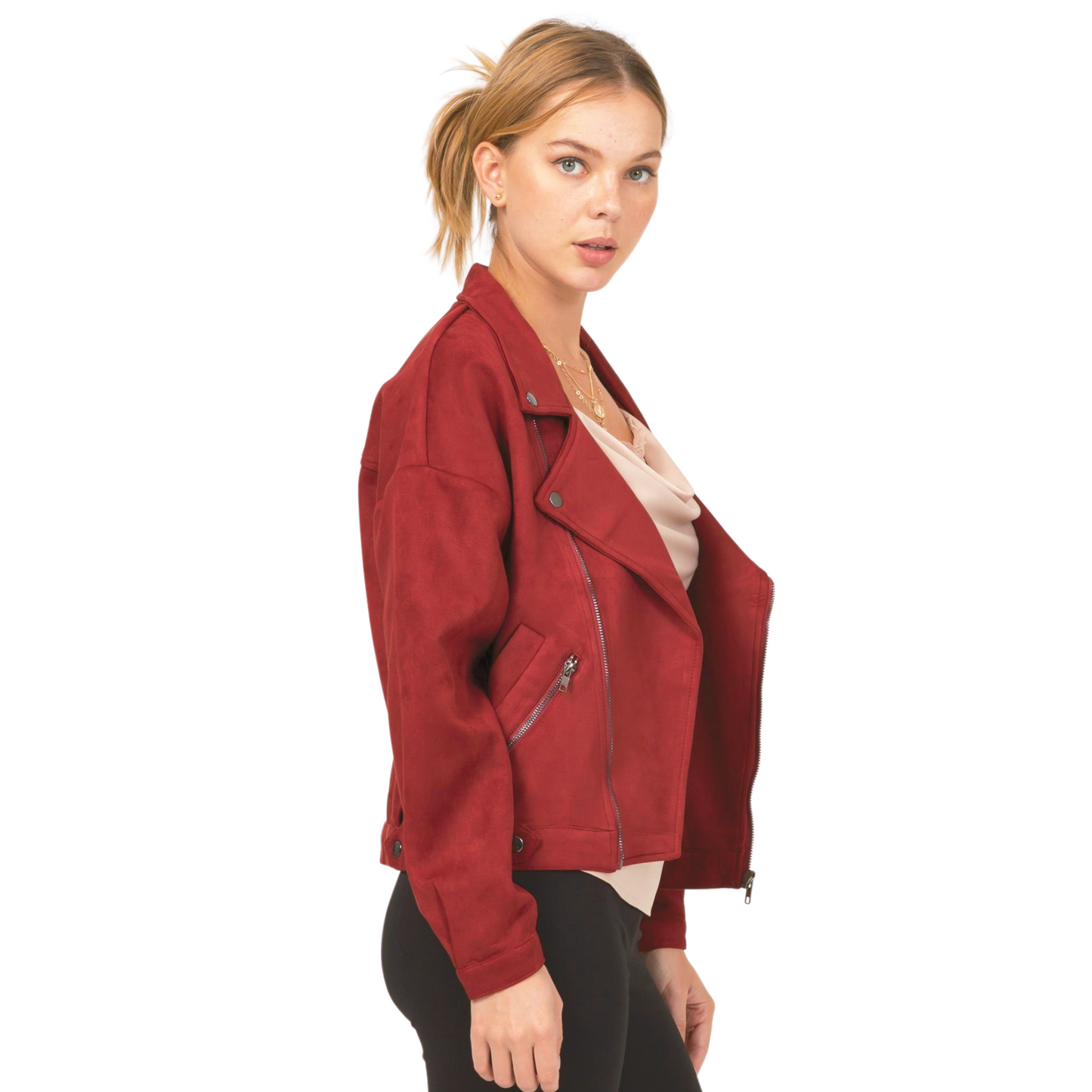 Hyfve Suede Motto Jacket Maroon or Black (XS-L)
