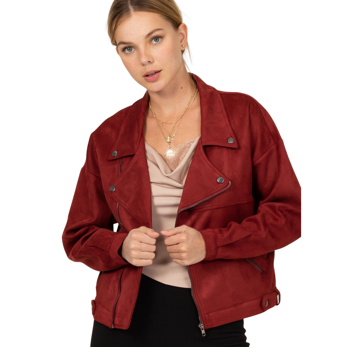 Hyfve Suede Motto Jacket Maroon or Black (XS-L)