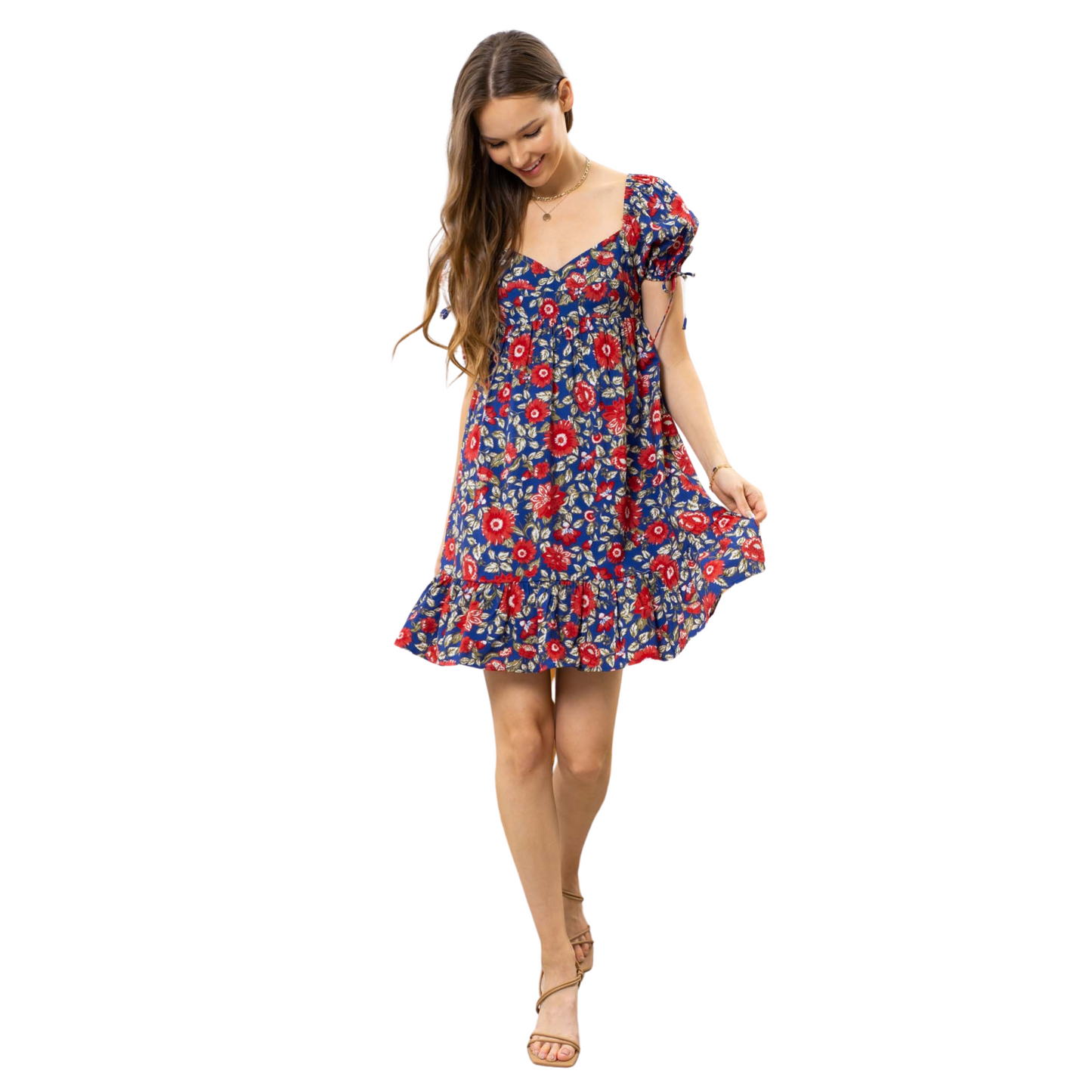 Blu Pepper Floral Sweetheart Neck Dress (S-L)