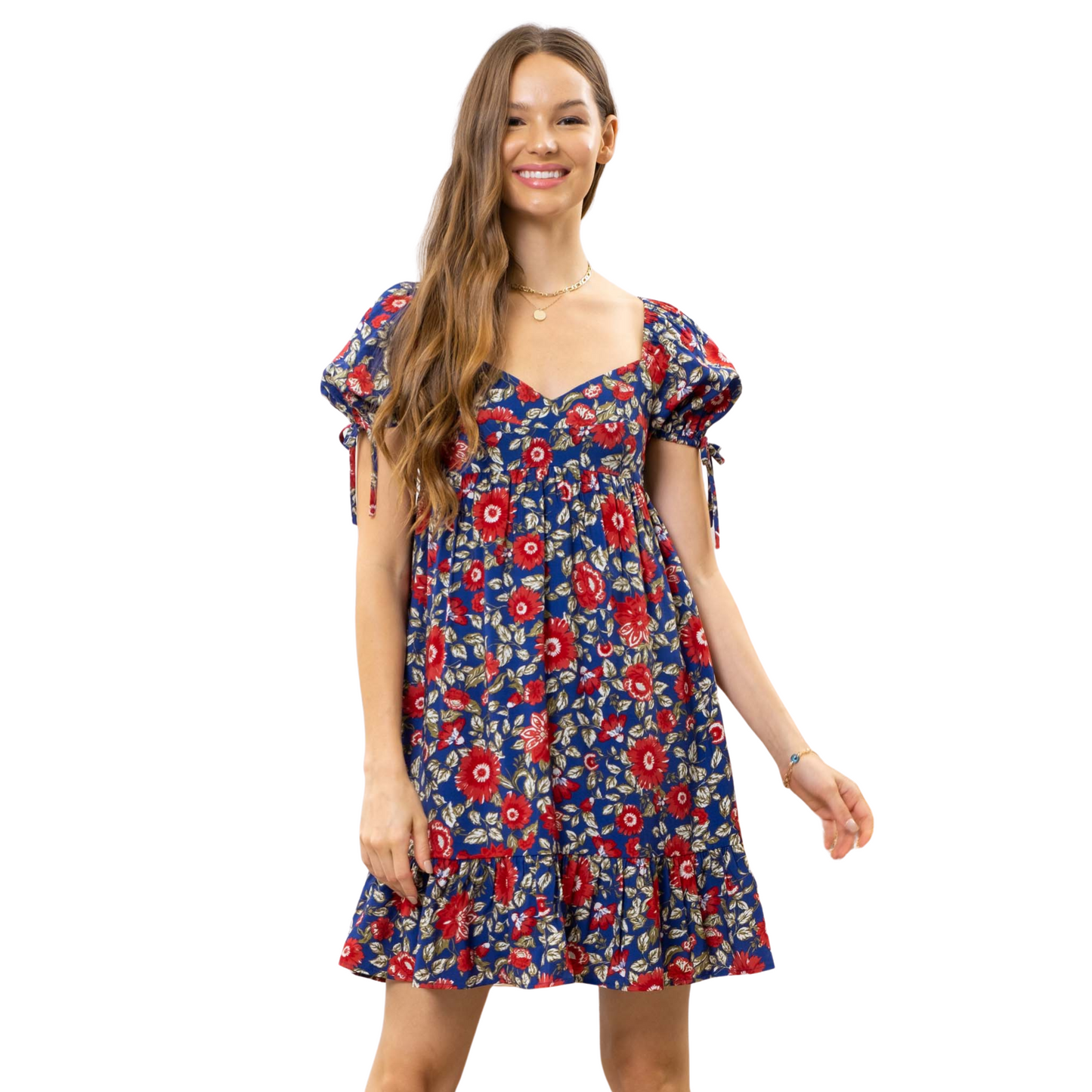 Blu Pepper Floral Sweetheart Neck Dress (S-L)