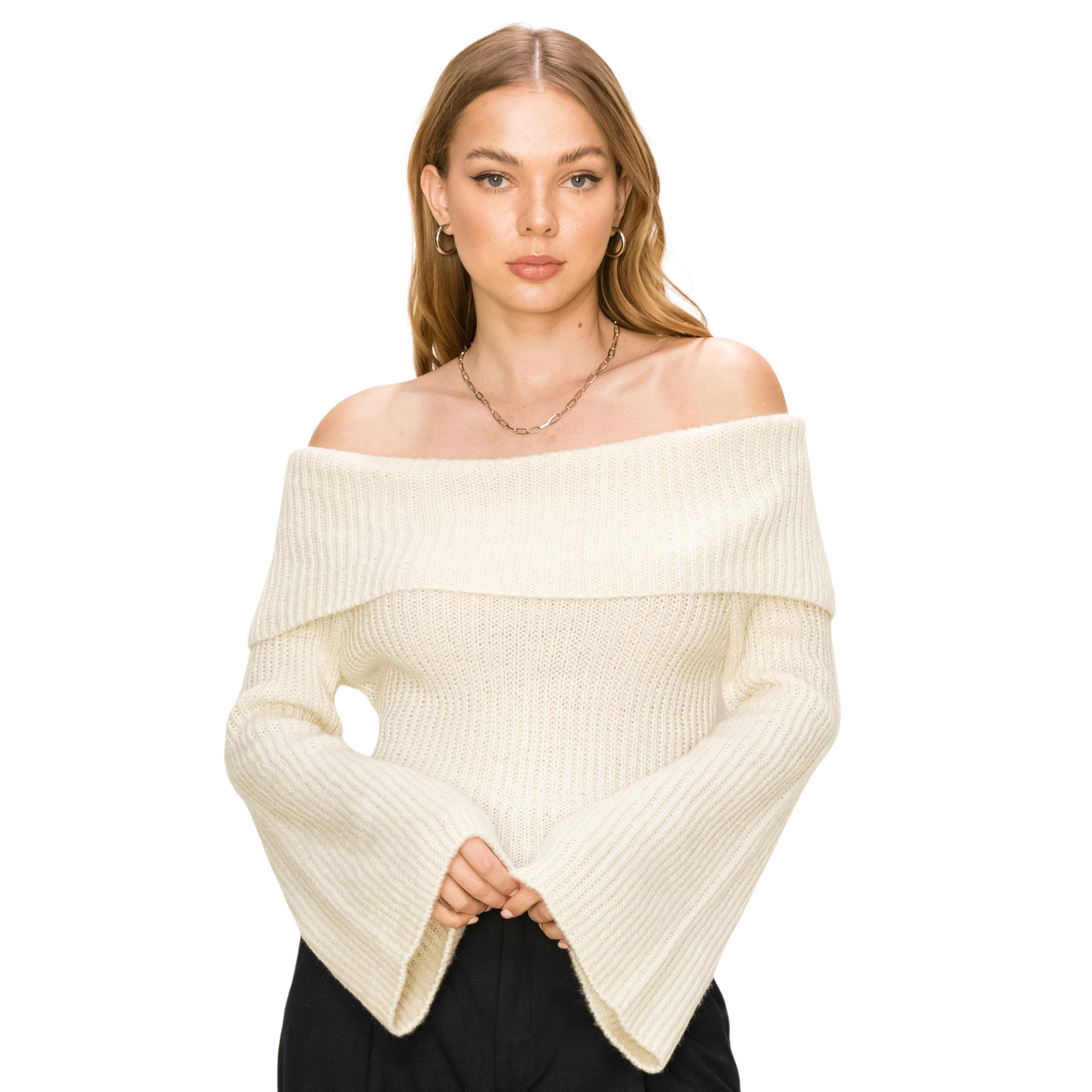 Hyfve Knit Turtle Neck Sweater W/ Bell Sleeves (3 Colors! S-L)