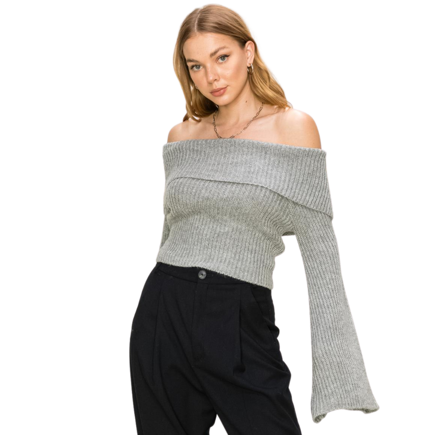 Hyfve Knit Turtle Neck Sweater W/ Bell Sleeves (3 Colors! S-L)