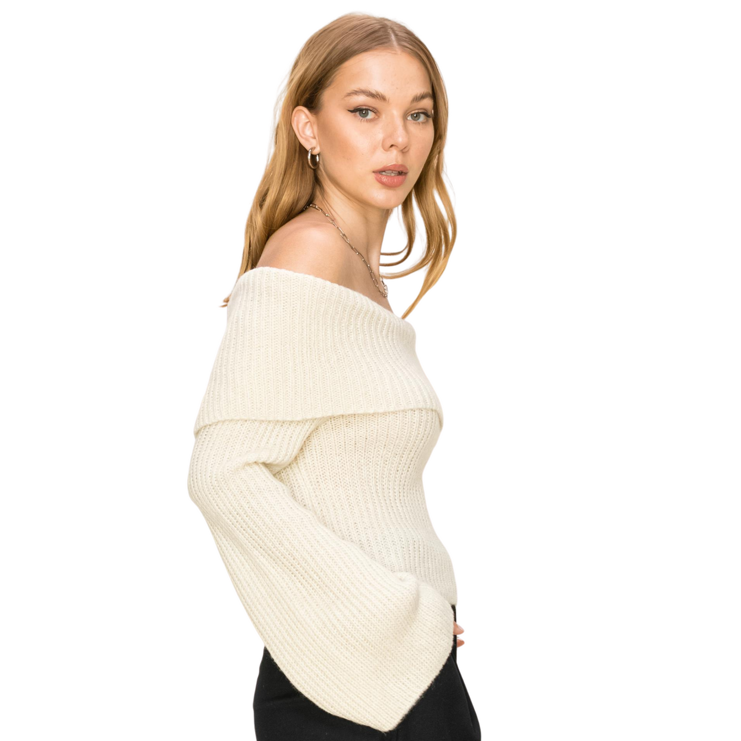 Hyfve Knit Turtle Neck Sweater W/ Bell Sleeves (3 Colors! S-L)