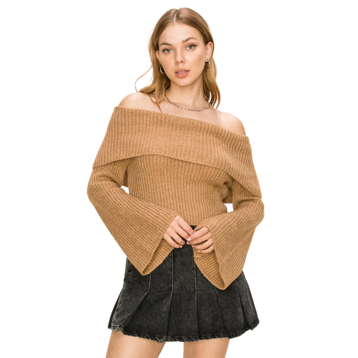 Hyfve Knit Turtle Neck Sweater W/ Bell Sleeves (3 Colors! S-L)