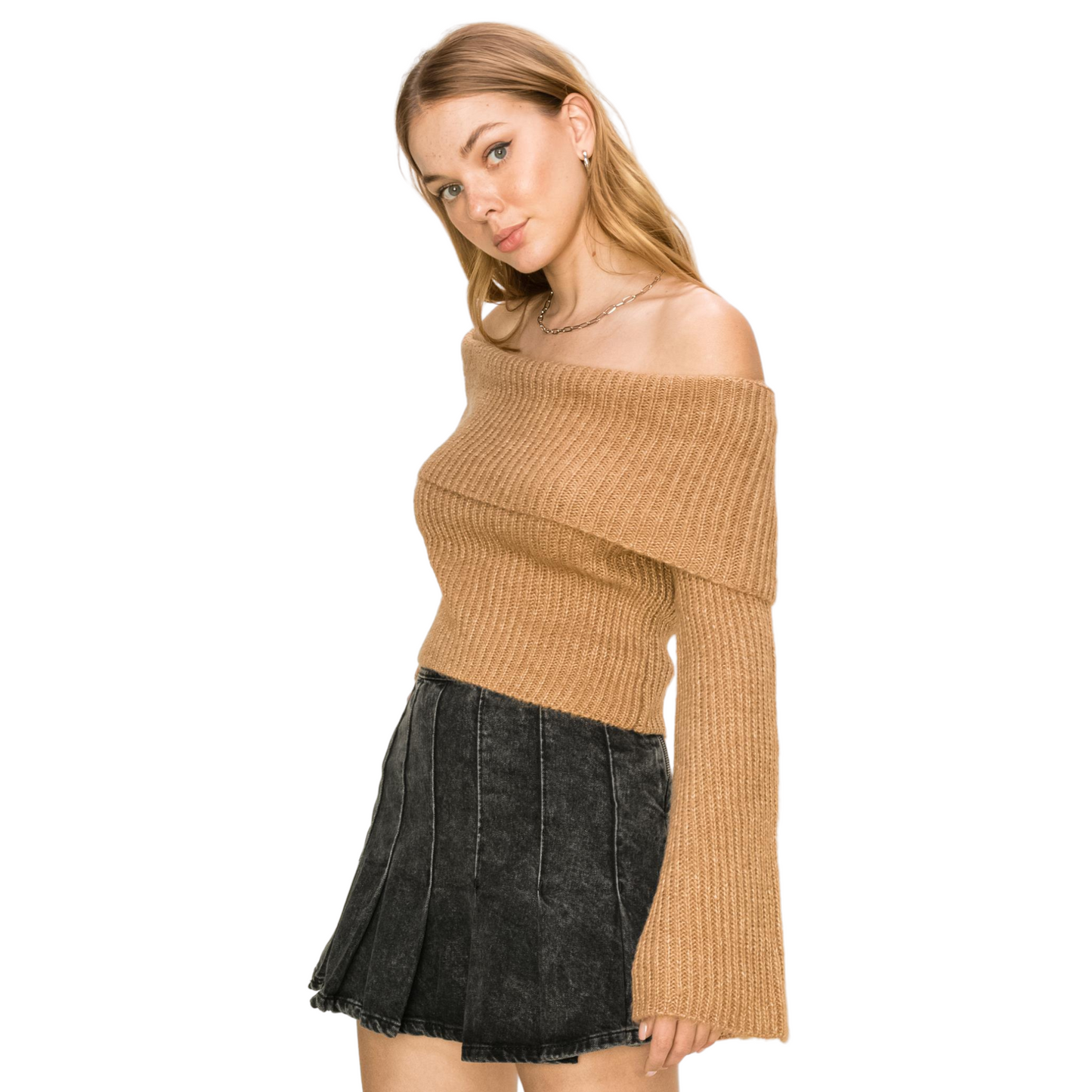 Hyfve Knit Turtle Neck Sweater W/ Bell Sleeves (3 Colors! S-L)