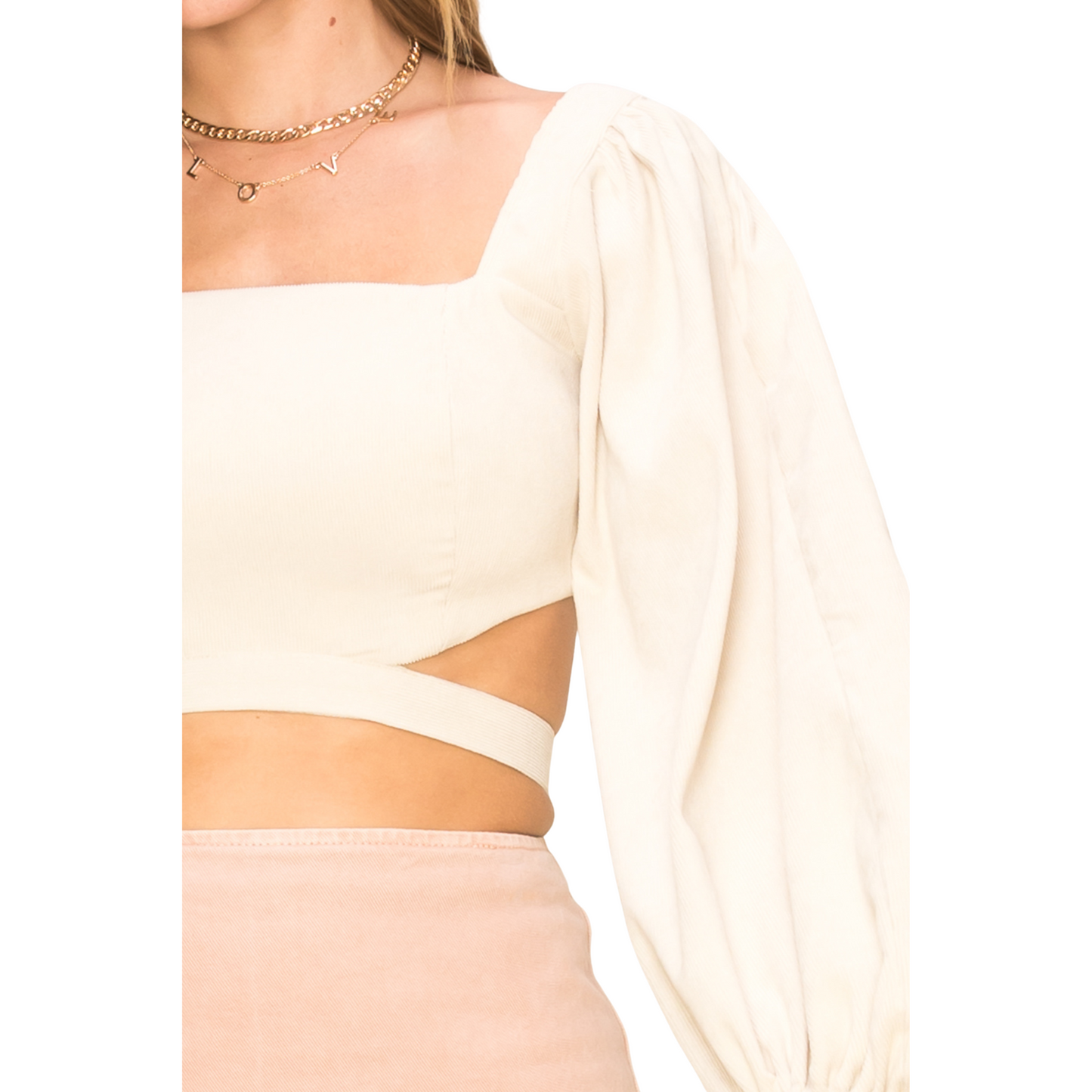 Hyfve Bell Long Sleeve Crop Top Black Or Cream (S-L)