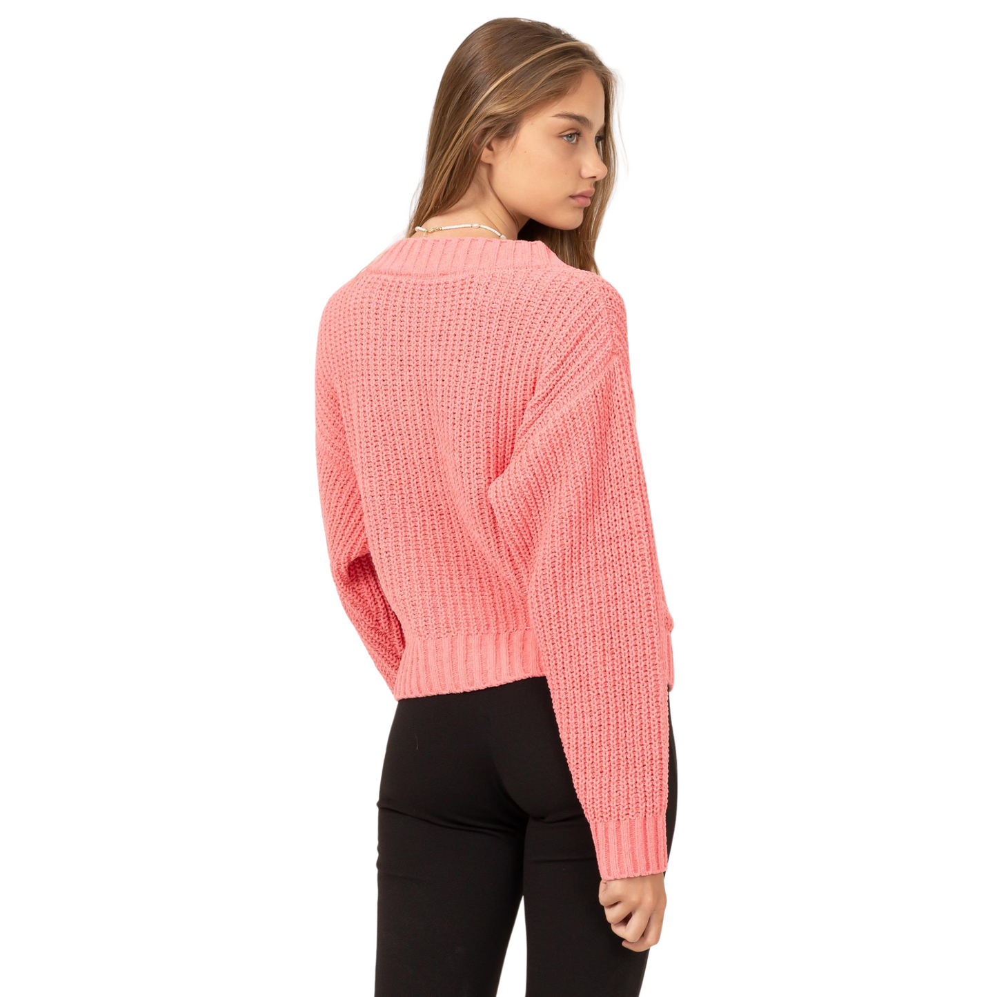 Double Zero Cross Chest Hemline Crop Sweater (2 Colors! S-L)