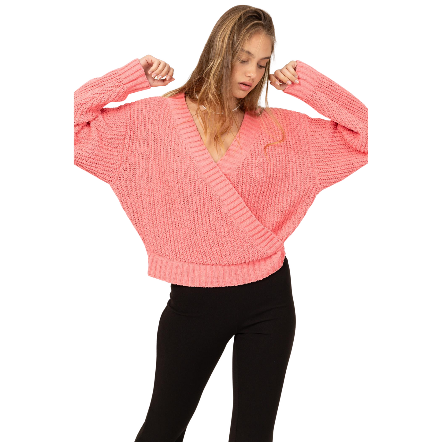 Double Zero Cross Chest Hemline Crop Sweater (2 Colors! S-L)