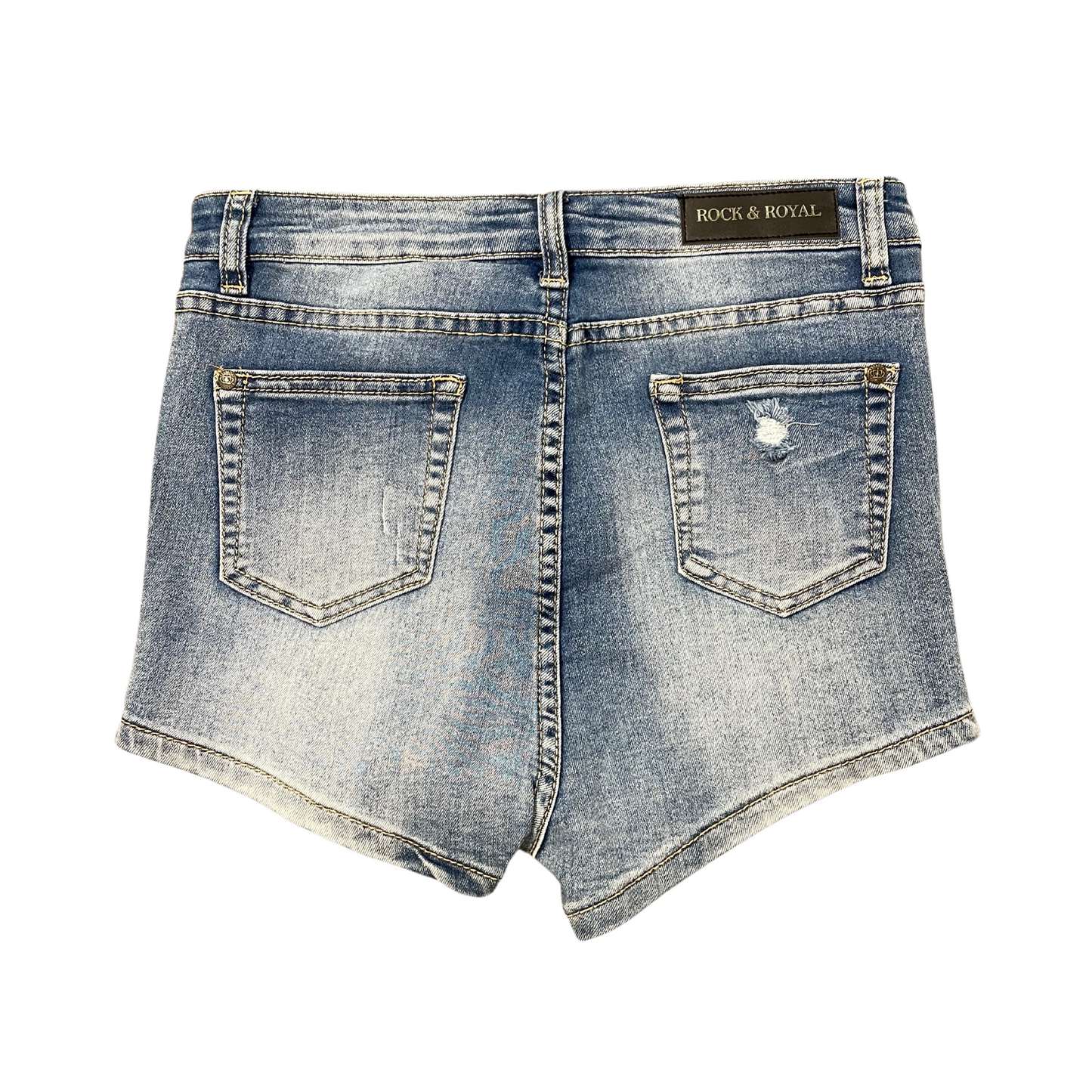 R&R Distressed High Rise Denim Shorts Light Wash (S-XL)