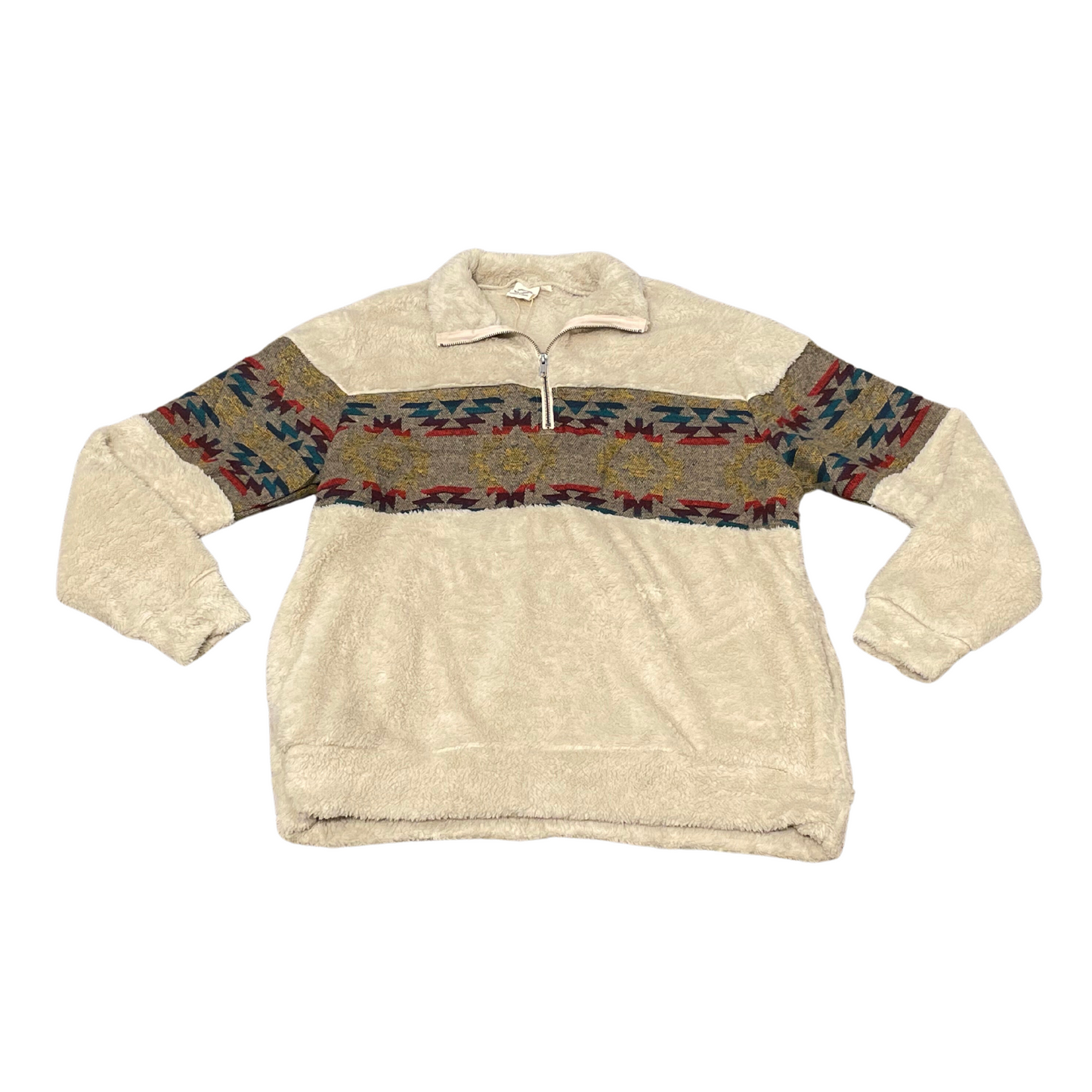 Grace & Emma Tribal Sherpa 3/4 Zip Jacket (M-3XL)